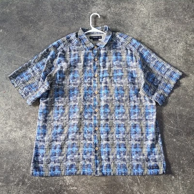 Vintage ExOfficio Fishing Shirt Mens XL Blue Tan Fish Plaid Lightweight Outdoors - Image 1 of 4