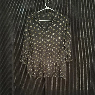 Volcom NWOT Black and Gold Patterned Button Down Women's Top Size XS - Image 1 of 4