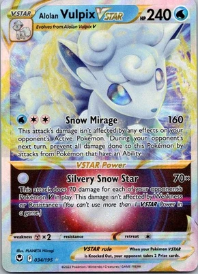 Alolan Vulpix VSTAR Ultra Rare SWSH12: Silver Tempest 034/195 NM - Image 1 of 2