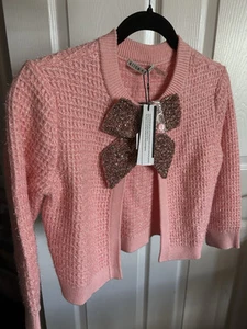NWT Alice + Olivia Akira Beads Embellishment Bow Cardigan Sweater XS - Picture 1 of 21