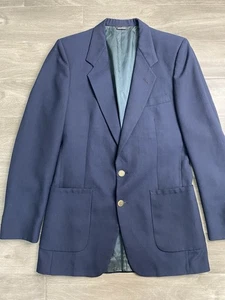 Vintage Givenchy Gentleman Blazer Mens Size 38R Sport Coat Navy Chequers - Picture 1 of 15