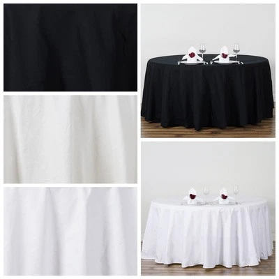 120" Round Cotton Tablecloths Wedding Linens High Quality - 3 Colors - Image 1 of 3