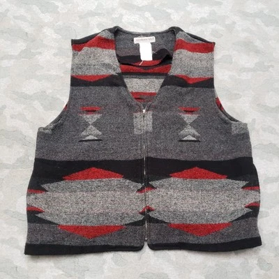 Chaleco De Colección Islas del Norte Para Mujer Grande Gris Cremallera Completa Hecho en EE. UU. Mezcla de Lana Azteca Foto 1 de 4