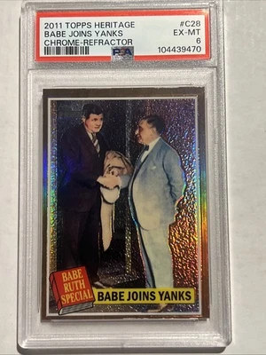 2011 Topps Heritage Babe Ruth Joins Yanks Chrome Refractor #C28 /562 PSA 6 POP 1 - Image 1 of 4