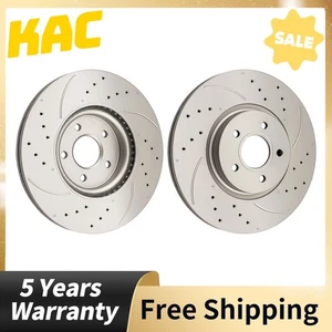 Front Drilled Disc Brake Rotors For Volvo S40 V50 2005-2011 C70 2006-2013 Pair - Imagen 1 de 19