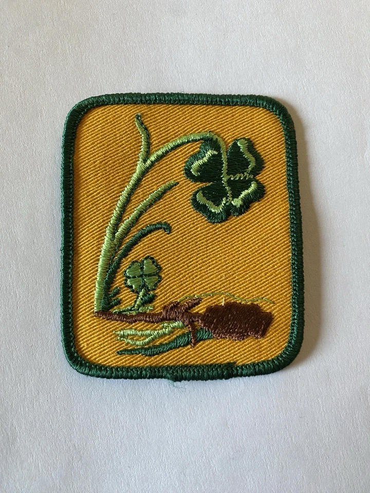 Denim- Embroidered 4 leaf  Lucky Irish CloverShamrock iron-on patch 2.5” X 3” - Image 1 of 1