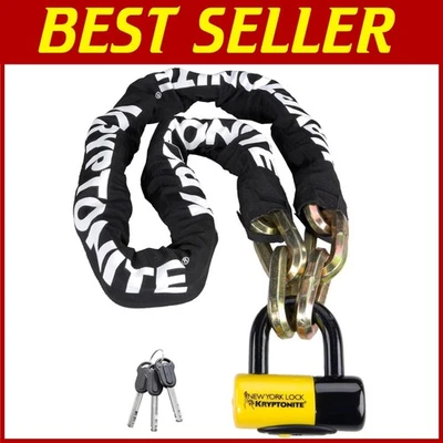Durable Black 5' Bike Chain Lock with 15mm Steel Disc Lock for Enhanced Security - Image 1 of 4
