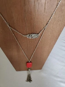 Paparazzi Feather Red Tribal Necklace & Earrings - Picture 1 of 4