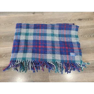 Vintage Pendleton Stadium Wool Plaid Blanket 64 x 51" Red Blue Green #2 - Picture 1 of 4