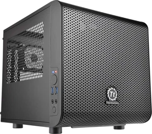 Thermaltake Core V1 SPCC Mini ITX Cube Gaming Computer Case Chassis, Black - Afbeelding 1 van 3