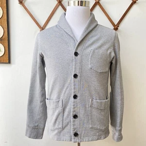 Club Monaco Men’s Cotton Cardigan Shawl Cowl Neck Sweater Heather Gray XS - Picture 1 of 14