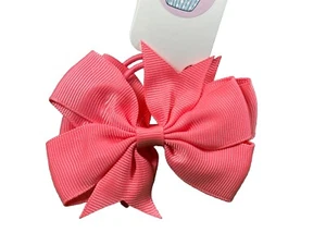 Coral Pinwheel Hair Bow Grosgrain Ribbon Girl Hair Tie Ponytail Holder Set 3.35” - Picture 1 of 4