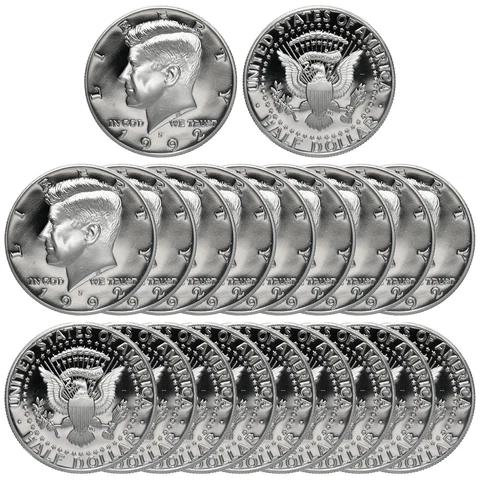 1992 S Kennedy Half Dollar Roll Gem Deep Cameo CN-Clad Proof 20 US Coins Cover