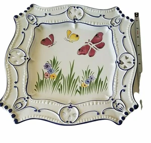 RCCL Pottery Hand Painted Portugal Ceramic Tray With Cutouts and Scalloped Edges - Picture 1 of 5