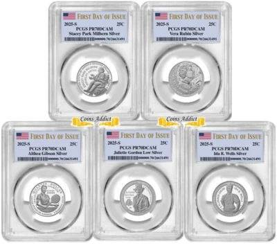 2025 S Silver Quarters Set 25C PCGS PR70DCAM First Day Of Issue #255 - Image 1 of 2