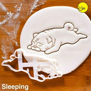 Sleepy Pug cookie cutter | Pugs dogs treats adopt dog rescue パグ cute pet biscuit - Picture 1 of 6