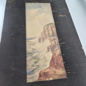 Vintage 1920's Watercolour Painting Ocean Cliffs Original Mounted 55 x30cm - Picture 1 of 3