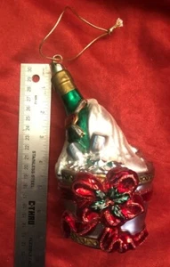Champán en cubo de hielo 2000 Y2K adorno de vidrio conmemorativo vacaciones de Navidad - Imagen 1 de 5