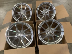 18x9.5 +35 Aodhan AFF07 5x112 Gloss Silver Machined Face Wheels (Used Set) - Picture 1 of 7