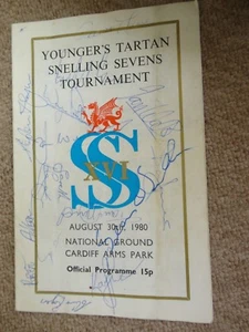 Rugby Union Snelling Sevens tournament aug 1980 Cardiff signed inc JPR Williams - Picture 1 of 2