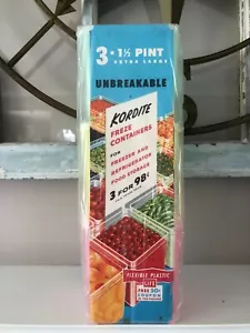 Vintage Kordite Freezer Containers NIP 3 Food Storage Pastel 1.5 Pint 1957 WOW! - Foto 1 di 3