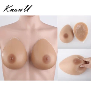KnowU Water Droplets Fake Boobs Silicone Breast Forms Sticky For Crossdresser - Picture 1 of 12