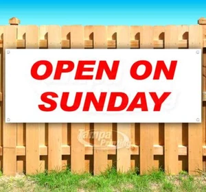OPEN ON SUNDAY Advertising Vinyl Banner Flag Sign Many Sizes - Picture 1 of 6
