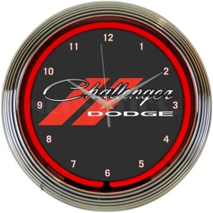 Neonetics 8CLGCK Dodge Challenger Car Garage Red Light 15 Inches Neon Clock - Picture 1 of 1
