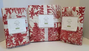 NEW Pottery Barn ALPINE TOILE King/Cal.King Duvet 2 Euro Shams Red ~ Stag Forest - Picture 1 of 2