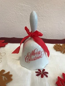 Vintage Ceramic Merry Christmas Bell 5.25” Tall 3.25” Base - Picture 1 of 6