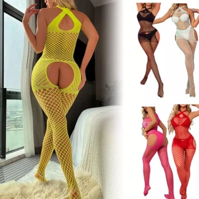Women Sexy Bodysuit Lingerie Fishnet Body Stocking Babydoll Nightwear Sleepwear - Image 1 of 4