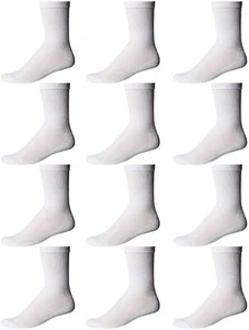 12 PK Yacht & Smith Kids Premium Cotton Crew Socks White Size 4-6 Boys Crew Sock - Picture 1 of 7