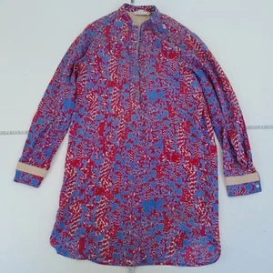 SEE BY CHLOE Kleid 8 rosa blau Knöpfe Langarm Opa Kragen 100% Seide - Bild 1 von 10