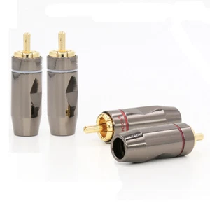 4pcs Gold-Plated RCA Plug Welding-Free Locking RCA Connector for HIFI Cable DIY - Picture 1 of 7