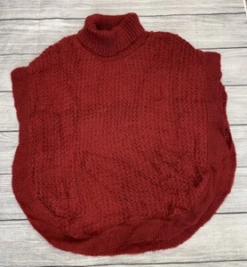 Lauren Conrad Knit Red Women's O/S Cowl Neck Poncho NWT - Picture 1 of 7