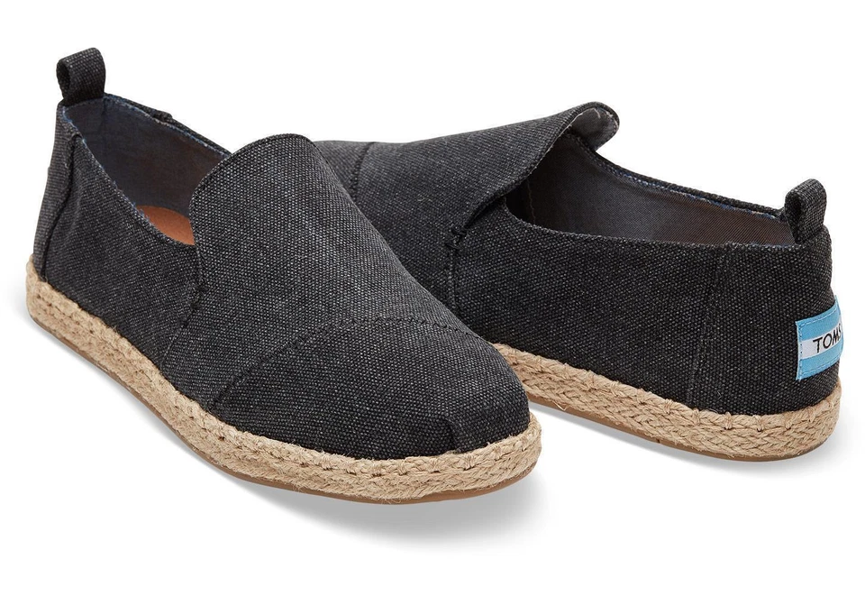 TOMS Espadrille Deconstructed Black Washed Canvas Halbschuhe Ballerina Damen  - Bild 1 von 1