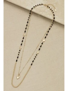 Envy Jewellery Heart & Bead Womens Necklace Gift Bag Included (Gold/Black) AW22 - Picture 1 of 1