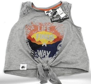 Jurassic Park Crop Tank Top Knot Front Life Finds A Way w/Gray Lace XS NWT - Picture 1 of 2