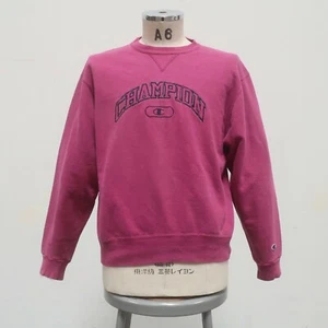 Vintage Champion Logo Single V Crew Neck Sweatshirt Made in USA Pink Fuchsia - Picture 1 of 12