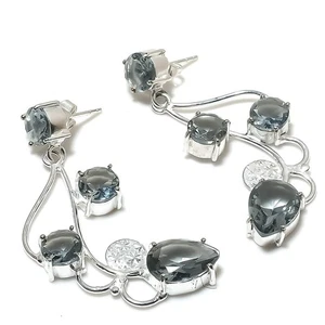 Alexandrite Gemstone Handmade 925 Sterling Silver Jewelry Earring Size 2.1" - Picture 1 of 1