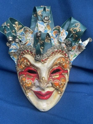 BALOCOLOC Papier-Mâché Jester Venetian Full Face Mask Wall Art - Image 1 of 4