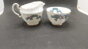 Crema y azucarero Adderley Fine Bone China Nueva Escocia diseño tartán Inglaterra - Imagen 1 de 4