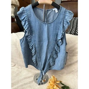 Tribal Jeans NWT Denim Ruffle Tank Size Large - Picture 1 of 9