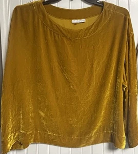 Bryn Walker Sz Medium Top Tunic Mustard Yellow Velvet Silk Boho Italian - Picture 1 of 5