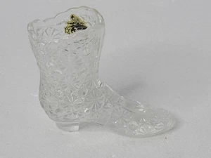 Vintage Fenton Daisy & Button Clear Glass Boot 4in - Picture 1 of 4