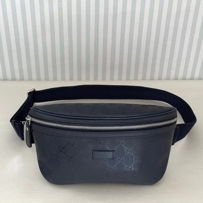 GUCCI GG Imprime 233269 Marsupio Marsupio a tracolla in pelle canvas Navy Italia - Immagine 1 di 4