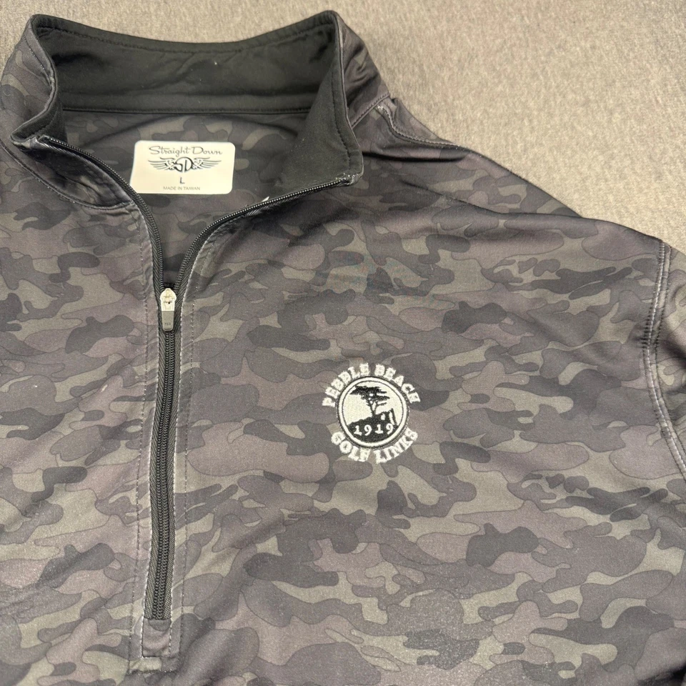 Pullover recto con eslabones de golf de playa de guijarros camuflaje 1/4 cremallera para hombre talla L Foto 1 de 4