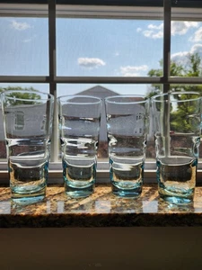 Libbey Mid-Century Saturn Optic Ripple Aqua Tumblers, Set of 4 - Picture 1 of 9