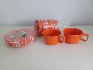 Juego de 12 tazas y platillos de melamina Mepal Soren Andersen ROSTI Dinamarca naranja de colección - Imagen 1 de 22