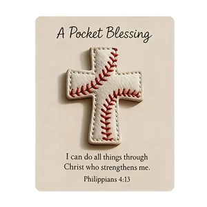 Crossed Shape Baseball Charm Pocket Emotional Support Gift For Backpacks Bags - Picture 1 of 8